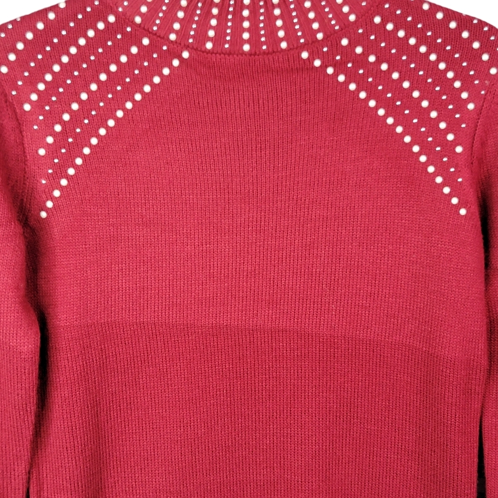 Juicy Couture Red Mock Neck Studded Light Weight 3 Seasons Streetwear Sweater XS - Picture 4 of 12